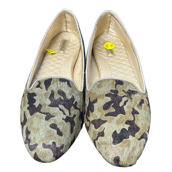 Birdies The Blackbird Green Camo Calf Hair Leather Slip On Flats Womens 8.5 - Picture 2 of 7
